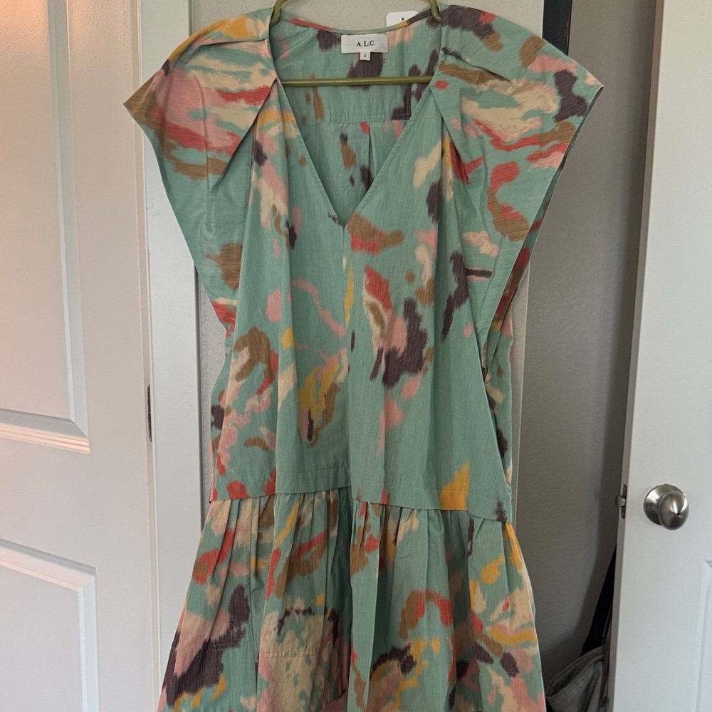A.L.C. Green and Pink Patterned Dress